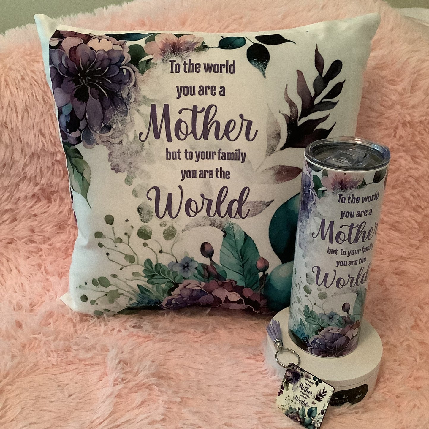 Pillow, Tumbler & Key Chain Bundle