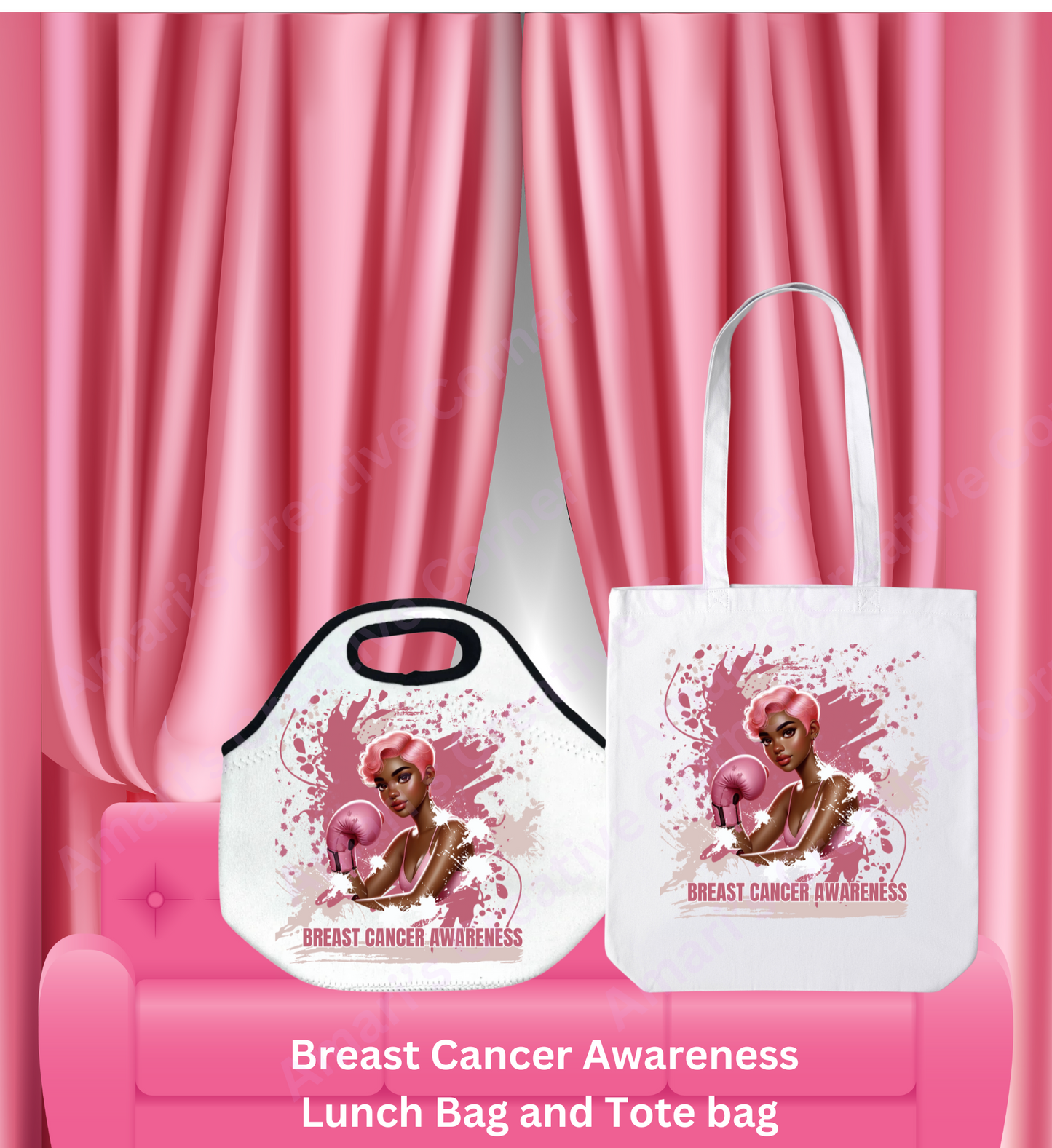 Breast Cancer Awareness Lunch Tote and Tote Bag Set